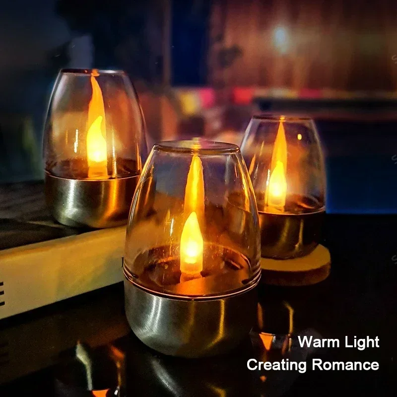 Outdoor Lighting Ideas For Party - Светодиодные солнечные свечи, беспламенный перезаряжаемый ночник