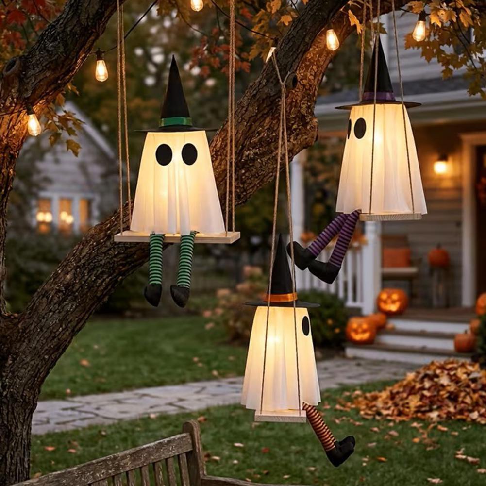 Outdoor Lighting Ideas For Party - Набор светильников-призраков для Хэллоуина, светодиодные светящиеся